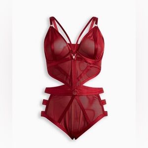Torrid Overt Red Strappy Mesh Bodysuit In Red Size 2/2X 20